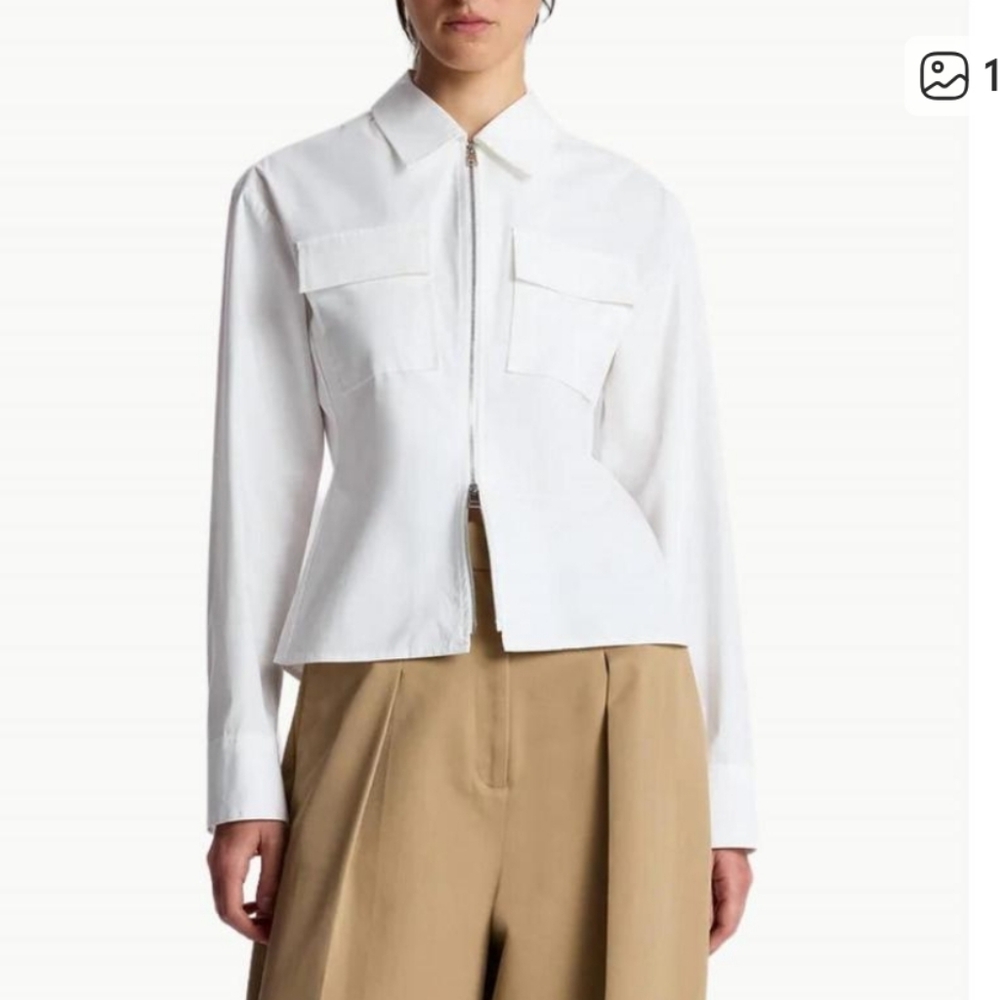 A.L.C.Sage Zip Front Top White, Size 12, New With Tags